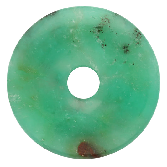 Chrysopras, natur Donut | 40 mm Anhänger + Baumwollband