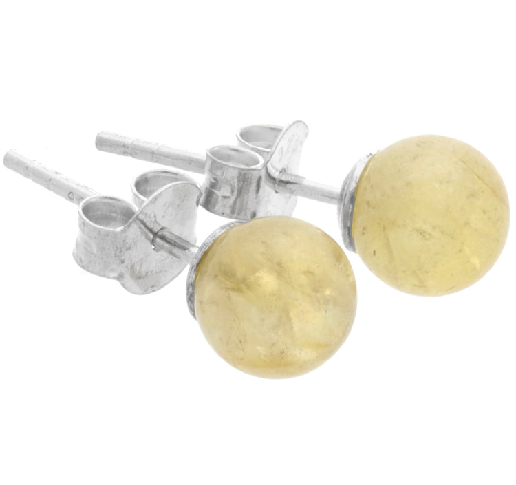 Citrin Ohrstecker 6 mm | 925er Silber