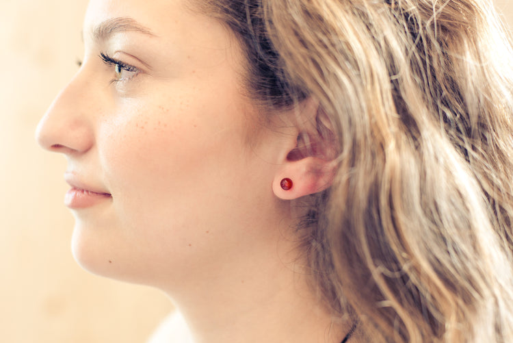 Karneol Ohrstecker 6 mm | 925er Silber