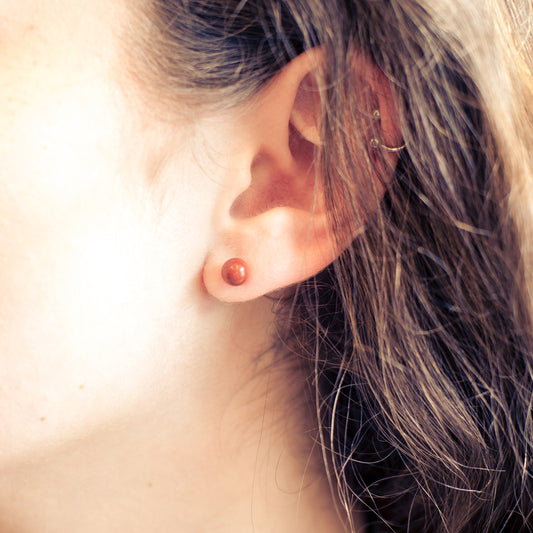Jaspis, rot Ohrstecker 6 mm | 925er Silber