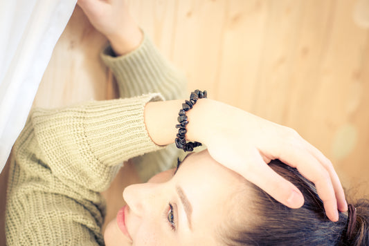 Obsidian, schwarz Splitterarmband