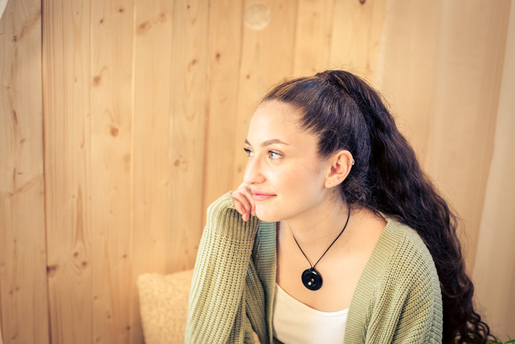 Turmalin, schwarz (Schörl) Donut | 40 mm Anhänger + Baumwollband