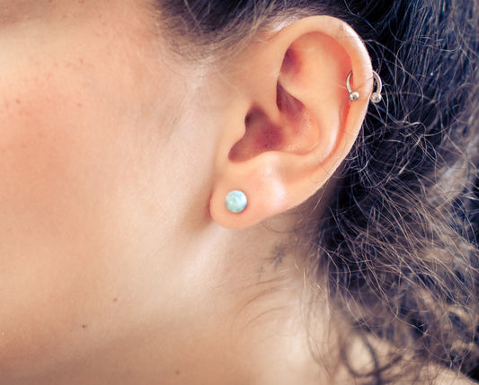 Larimar Ohrstecker 6 mm | 925er Silber