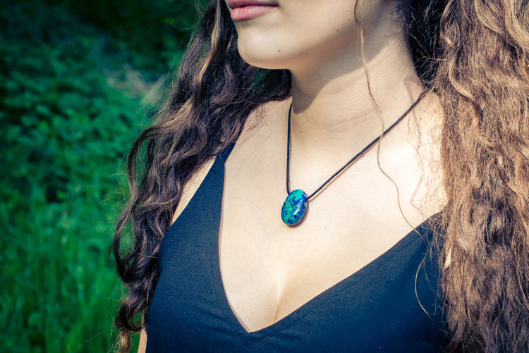 Azurit-Malachit Tropfenanhänger