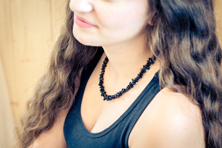 Turmalin, schwarz (Schörl) Splitterkette | 45cm mit Verschluss