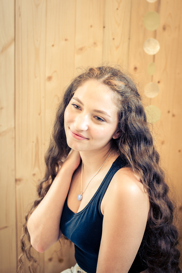 Chalcedon, blau Herzanhänger | in 2 Größen