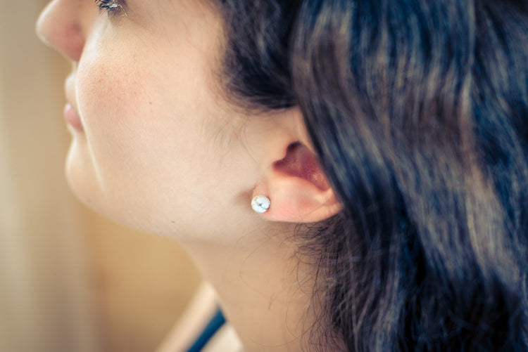 Magnesit Ohrstecker 6 mm | 925er Silber