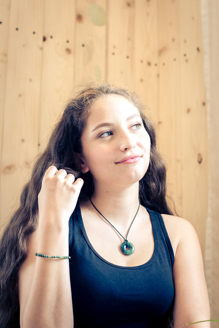 Moosachat Donut | 30 mm Anhänger + Baumwollband