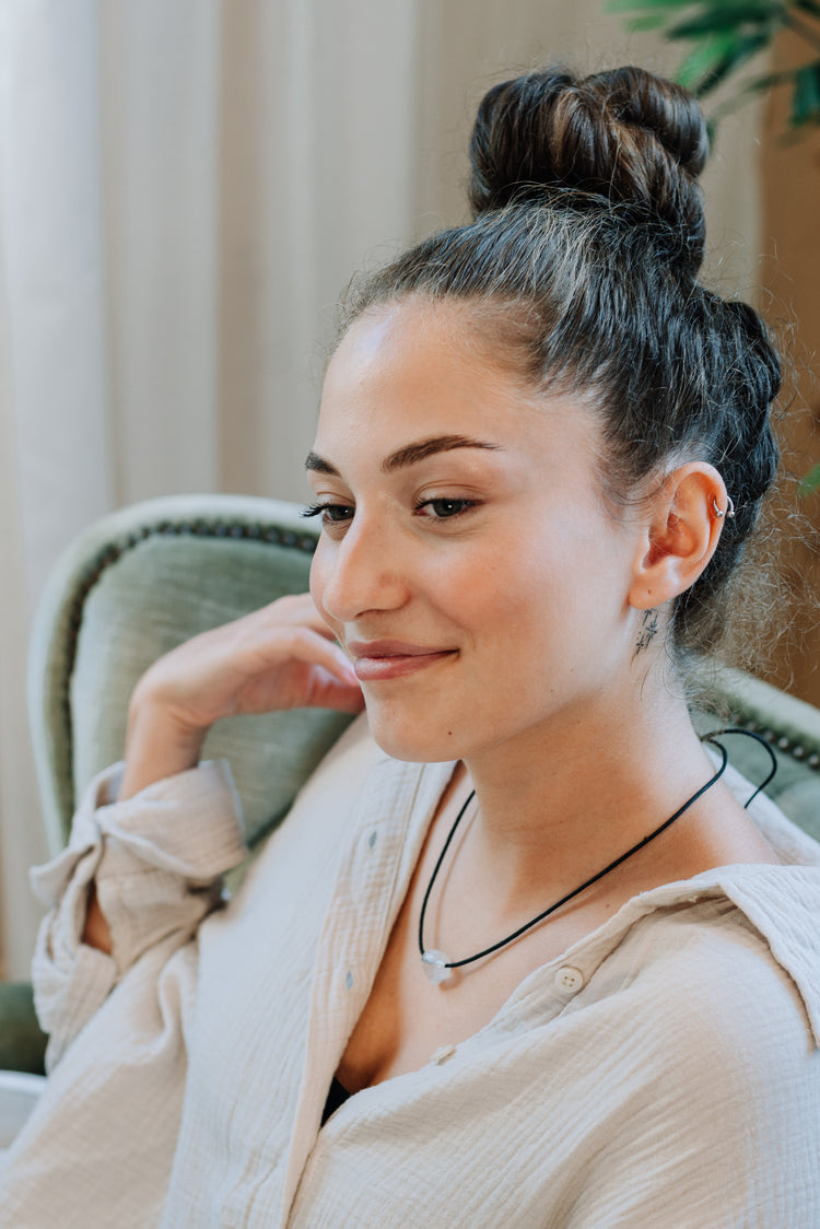 Herzanhänger "Goldenes Dreieck" Amethyst + Bergkristall + Rosenquarz