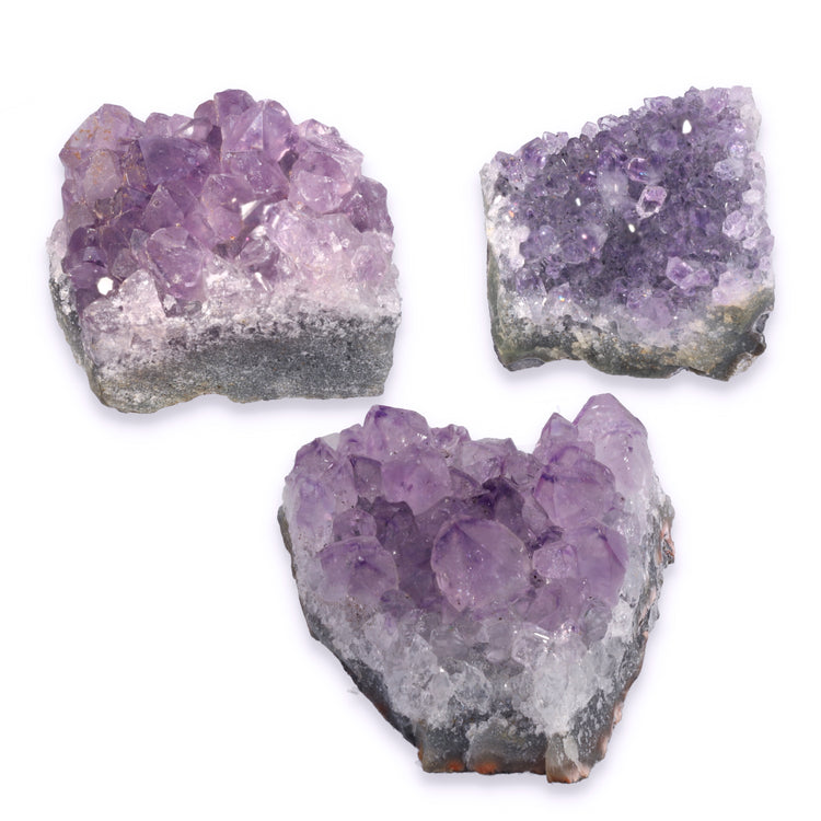 Amethyst Kristalle | 100% naturbelassene Drusenstücke | 3er Set