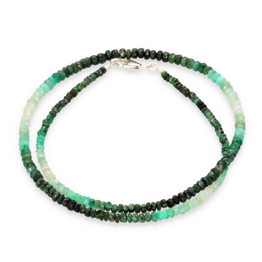 Smaragd Perlenkette facettiert | 45 cm + Verschluss