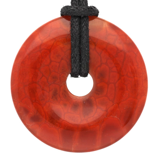 Feuerachat Donut | 30 mm Anhänger + Baumwollband