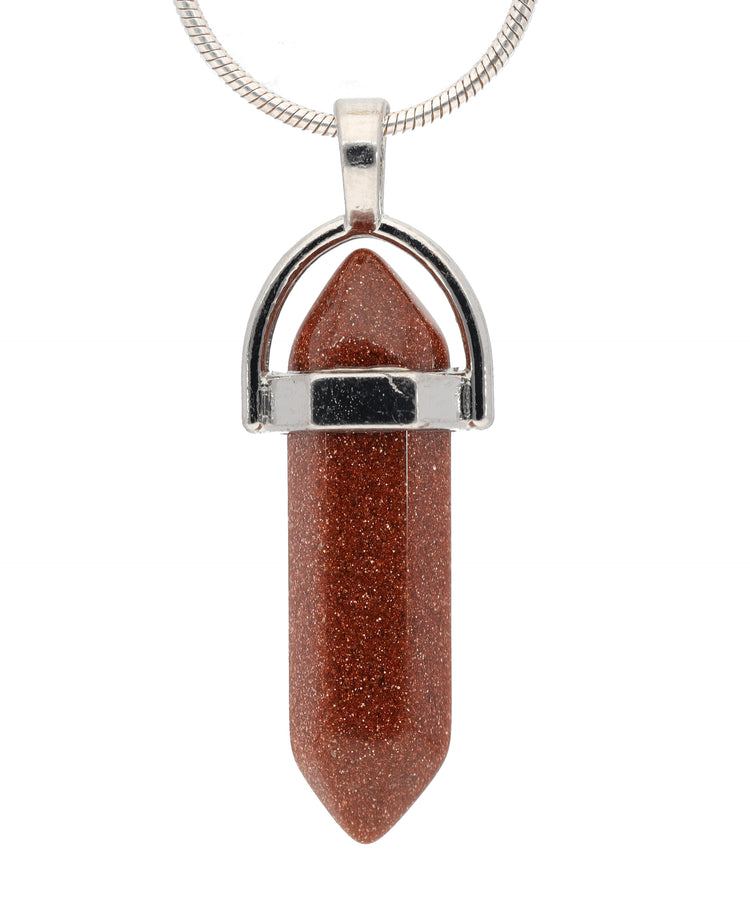 Goldfluss | Doppelspitze, gefasst | silberfarbene Öse