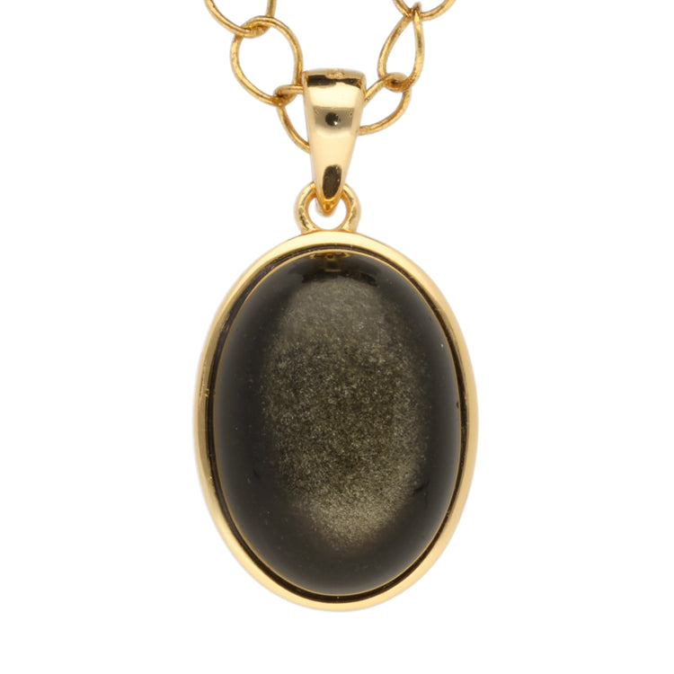 Gold Obsidian Pendant (oval) set in gold-plated silver