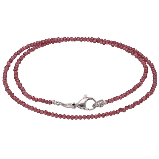 Granat Perlenkette facettiert | 45 cm + Verschluss