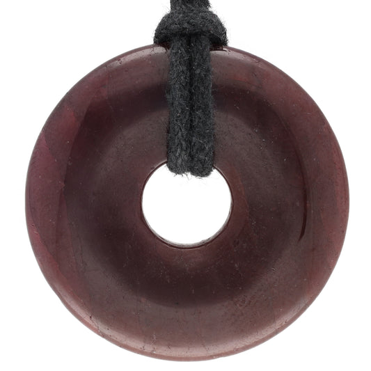 Granat Donut | 30 mm Anhänger + Baumwollband