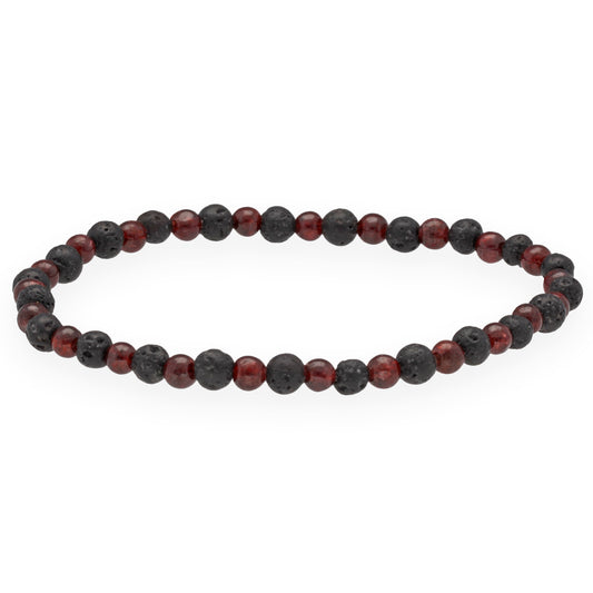 Lava & Granat Mini-Kugelarmband | 4 mm