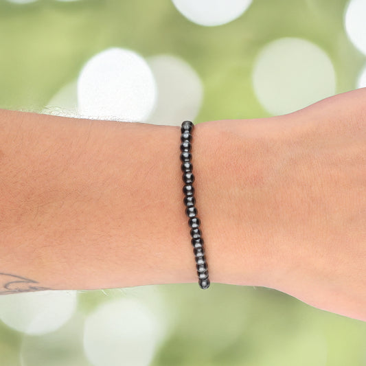 Hämatit Mini-Kugelarmband | 4 mm