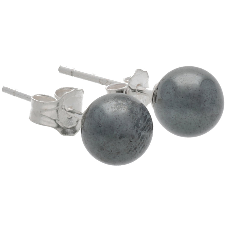 Hämatit Ohrstecker 6 mm | 925er Silber