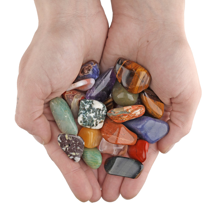 Bunter Trommelstein Mix | Mit farbenfrohem Beutel | Größe L