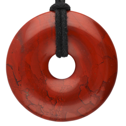 Diaspro rosso, Ciondolo donut | 40 mm Ciondolo + Cordino in cotone