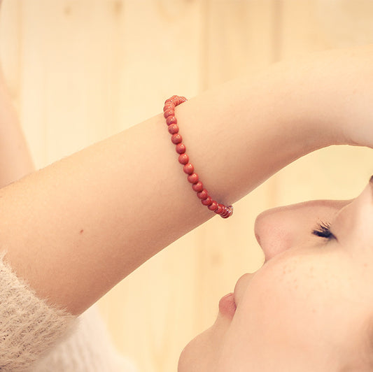 Jaspis, rot Mini-Kugelarmband | 4 mm