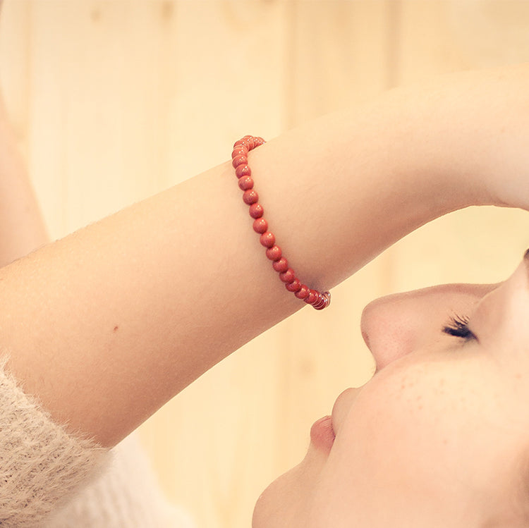 Jaspis, rot Mini-Kugelarmband | 4 mm