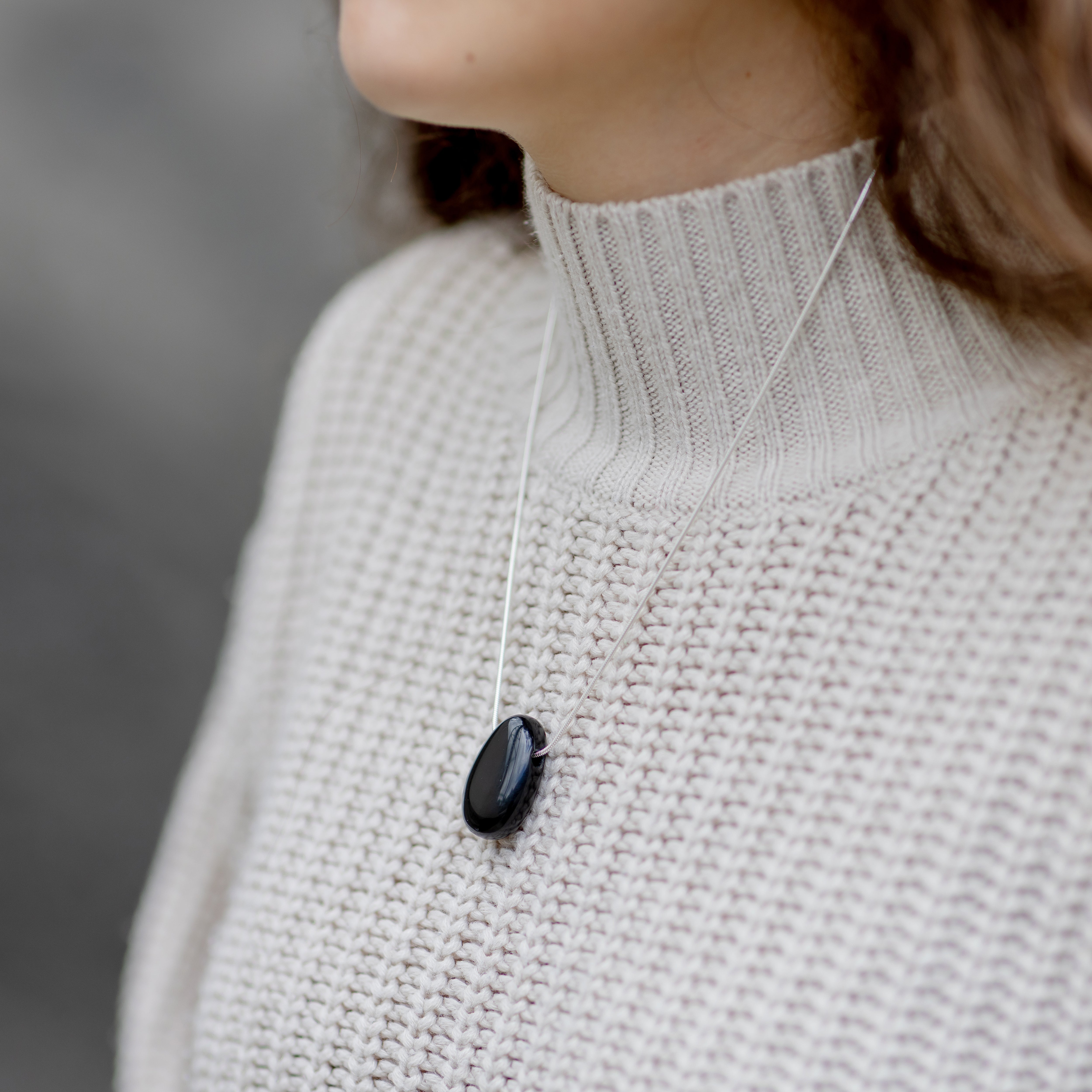 POPLYKE Collana Donna In Argento 925 Con Tormalina Nera Naturale – Ciondolo A Goccia, Catena 45 Cm