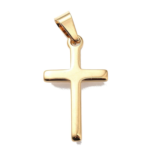 [slot:MAIN] Kreuz-Anhänger Edelstahl goldfarben, 33 mm