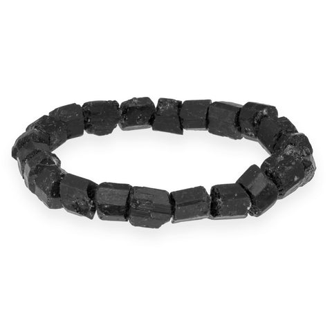 Turmalin, schwarz (Schörl) Rohstein-Armband | Kristallarmband