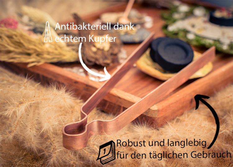 Räucherbesteck Kupfer Zange 19 cm