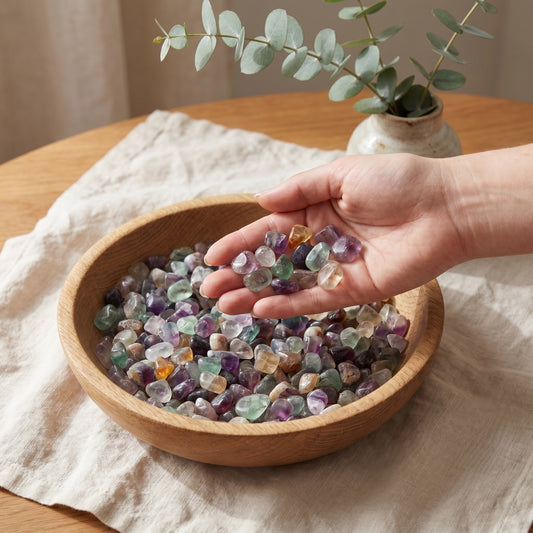 Fluorit Mini-Trommelsteine – lifestyle-anwendung