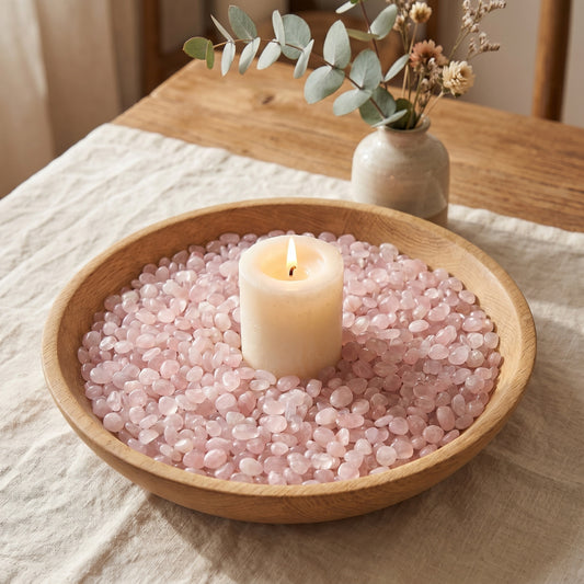 Rosenquarz Mini-Trommelsteine – lifestyle-deko