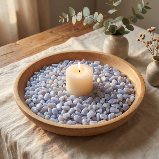 Chalcedon, blau Mini-Trommelsteine – lifestyle-deko