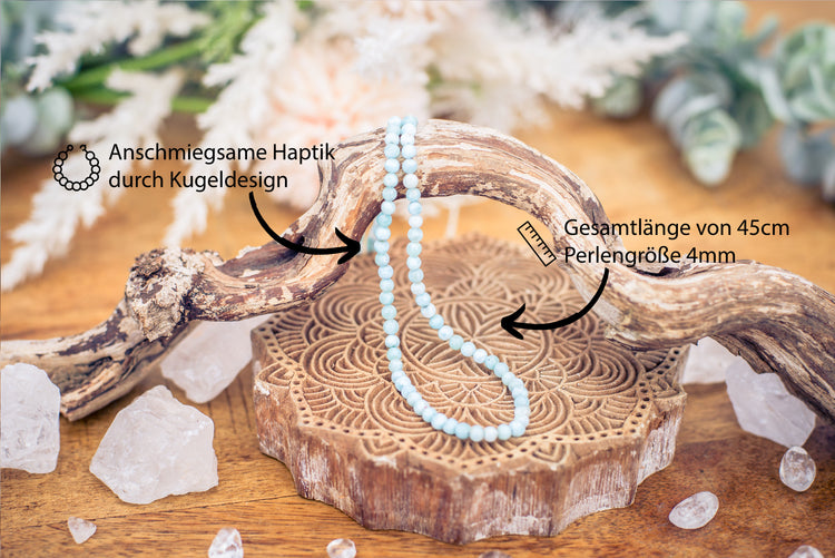 Larimar Button Kugelkette | 45 cm mit Verschluss