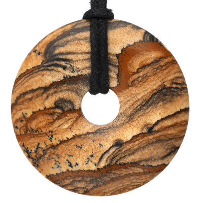 Landscape Jasper Donut Pendant | 40 mm Pendant + Cotton Cord