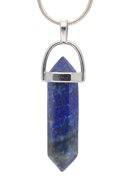 Lapislazuli | Doppelspitze, gefasst | silberfarbene Öse