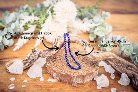 Lapislazuli Kugelkette | Ø 6 mm mit Verschluss | 45 cm