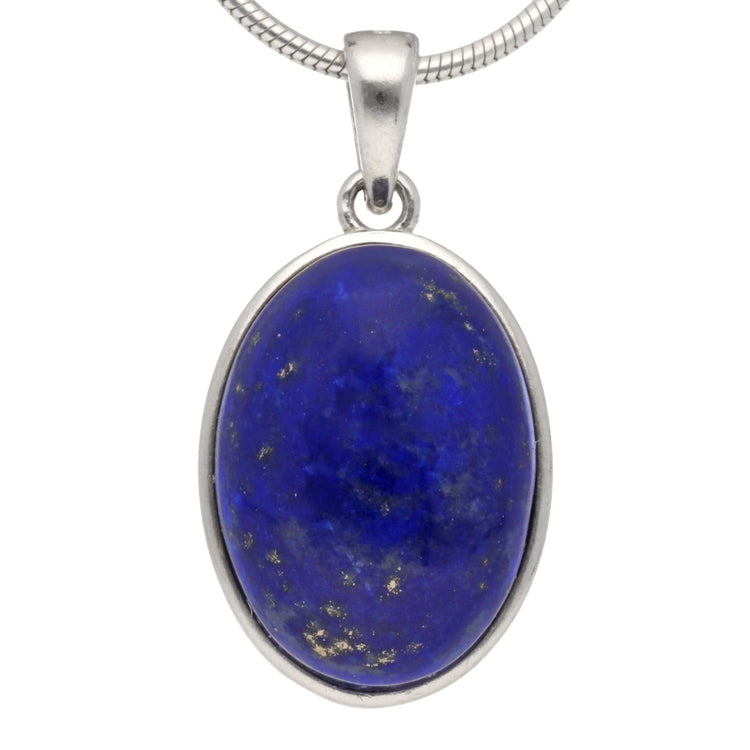 Lapislazuli Anhänger (oval) in Silber gefasst