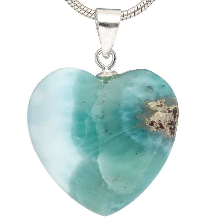 Larimar Herzanhänger | 925er Silberöse