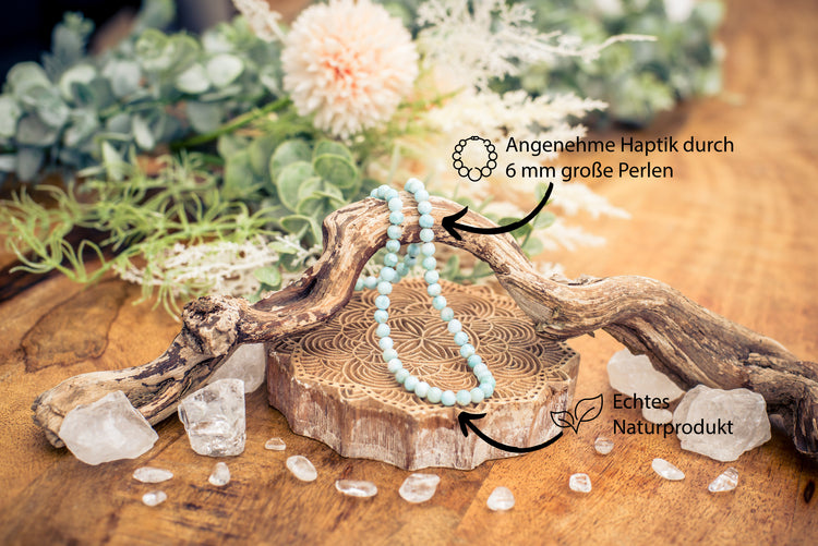Larimar Kugelkette | Ø 6 mm mit Verschluss | 45 cm
