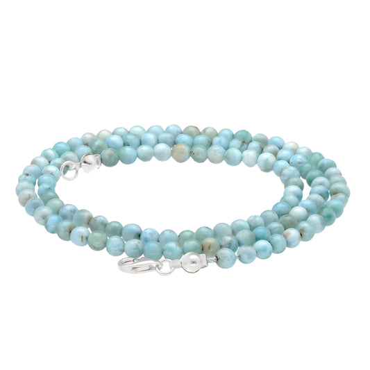 Larimar Kugelkette | Ø 4mm mit 925er Silber Verschluss | 45cm