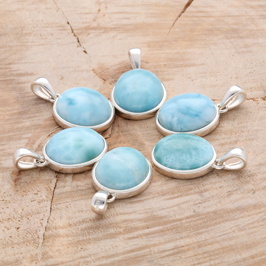 Larimar Anhänger (oval) in Silber gefasst