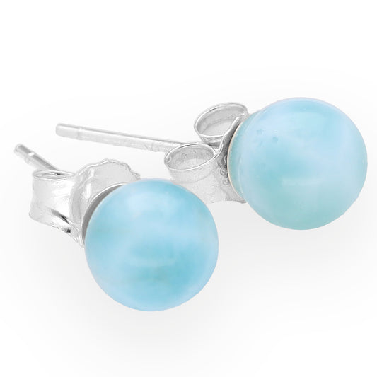 Larimar Ohrstecker 6 mm | 925er Silber