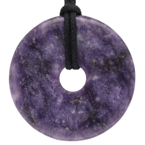 Lepidolith Donut | 40 mm Anhänger + Baumwollband