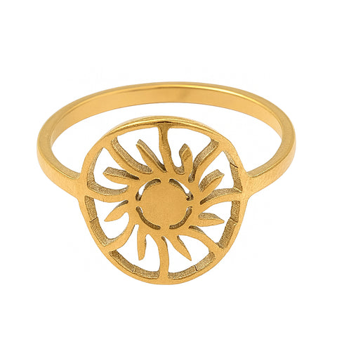 Edelstahl Sonnenring Gold – filigraner Sonnen-Ring, Größe 17,5 mm