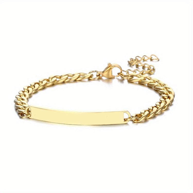 ID-Armband Damen — Edelstahl, Gravurplatte, 16 + 5 cm