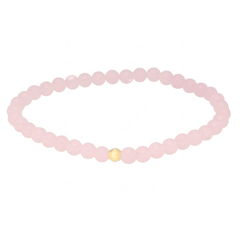 Rosenquarz Armband 4mm Perlen – 19cm mit Silber-Goldperle