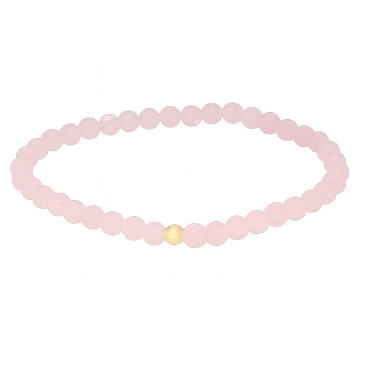 Rosenquarz Armband 4mm Perlen – 19cm mit Silber-Goldperle
