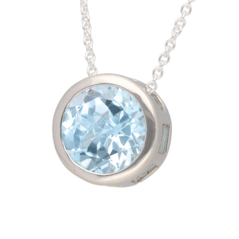Topas, blau Solitär-Anhänger mit Kette | 925er Silber | 45 cm